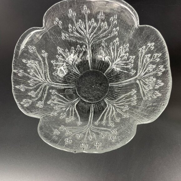 Lasisepat Mantsala Finland Cow Parsley Glass Serving Bowl & 3 Matching Dishes Se - Picture 3 of 7